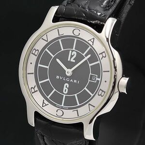 1円 稼動 良品 ブルガリ QZ ST29S ソロテンポ 12JWY デイト ブラック文字盤 レディース腕時計 YUM 0036300