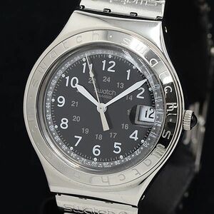 1円 稼動 良品 スウォッチ QZ IRONY デイト 黒文字盤 TLG メンズ腕時計 MTM 6881000