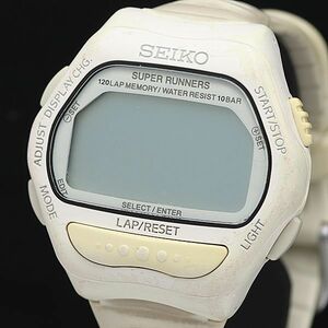1円 セイコー S650-4000 スーパーランナーズ デジタル ラバー ホワイト QZ NBG メンズ腕時計 MSS 9455000