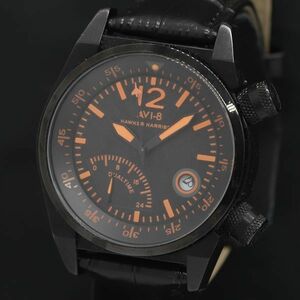 1円 稼働 QZ 良品 AVI-8 HAWKER HARRIER2 AVH-4004 黒文字盤 デイト APT メンズ腕時計 KRK 8361000