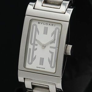 1円 稼動 良品 ブルガリ QZ レッタンゴロ スクエア 白文字盤 1ERT メンズ腕時計 MTM 0014300