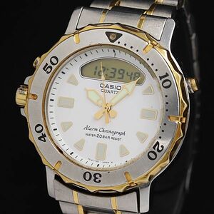 1円 稼働 良品 カシオ QZ AD-713 アラーム クロノグラフ 白文字盤 デジアナ NSK メンズ腕時計 OGH 2000000