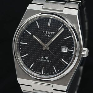 1円 稼働 美品 ティソ T137407 PRX AT/自動巻き パワーマチック デイト 黒文字盤 コマ2付 メンズ腕時計 OGH 0070400 1ERT