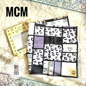 新品☆MCM エムシーエム コットン レオパード 豹柄 ハンカチーフ 日本製