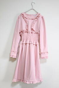 4627 極美品 K-garden ケイガーデン KIRIYAMA キリヤマ フリル ワンピース フレアースカート ピンク Sサイズ相当 レディース