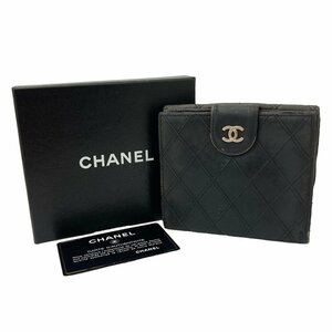 CHANEL シャネル ココマーク ワイルドステッチ レザー 二つ折り財布 ウォレット 札入れ 小銭入れ レディース ブラック マトラッセ