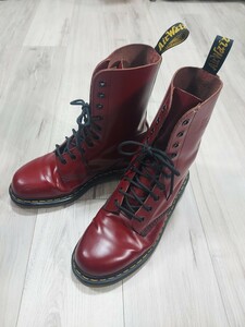 良品[DrMARTENS】 ドクターマーチン1490 10ホールブーツUK8 (27cm)スムースレザーチェリーレッド国正規品