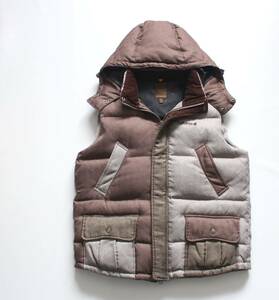 [ Lafuma rough ma] herringbone tweed f-do down vest XLk Lazy LFV0544 multicolor France hood taking out outdoor 