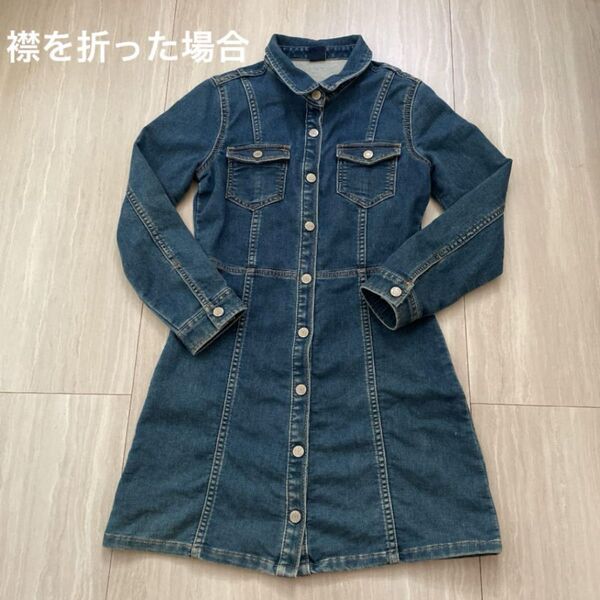 GAPkids デニムワンピース 140 シャツ L スカート シャツ カジュアル キッズ 女の子 ロングワンピース 春 子供服