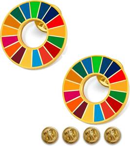 2個 【国連本部公式最新仕様/インボイス制度対応】SDGs バッジ 25mm金色七宝焼き【2個】SDGsバッチ ピンバッチ SDG