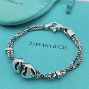 【美品】Tiffany & Co. ダブルロープ　ブレスレット　ハート　廃盤