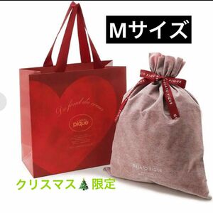 新品　未使用　ジェラートピケ　クリスマス限定　ギフト巾着　ショッパー　Mサイズ　ラッピング　ラッピングセット　バレンタイン