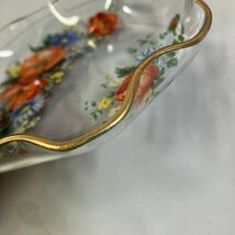 ☆【新品未使用品】 手造り工芸ガラス ニューフローレンスグラス 5枚セット フォーク Hankyu 花柄 家庭用 食器 箱入り 飲食店 保管品_画像7