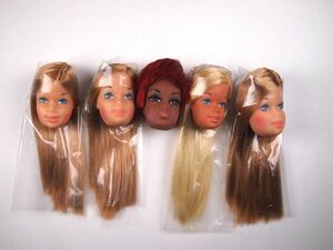 ② ビンテージ バービー ジュリア ヘッドのみ 5点セット 褐色肌あり マテル社 Mattel 着せ替え人形 当時物 Barbie Julia HBY-BB3