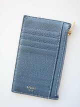 【送料込】CELINE セリーヌ コンパクトジップドカードホルダー くすみブルー カード入れ×5 大人 キャッシュレス派 上品 6432700_画像1