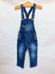 【送料込】【男女共用】DIESEL ディーゼル オーバーオール 90cm 24M デニムブルー ストレッチ素材 ヴィンテージ加工 キッズ s3406258