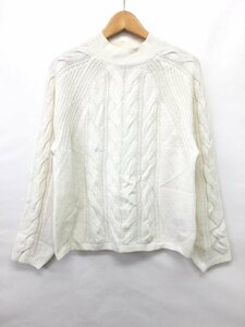 【送料込】 BANANA REPUBLIC バナナリパブリック ニット ホワイト 白 ウール混 ケーブルニット セーター スタンドカラー sizeM/956710