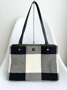 【送料込】Kate spade ケイトスペード ジャガードチェック柄トートバッグ ブラック×アイボリー 内ポケット1 おでかけ 通勤バッグ 6433095