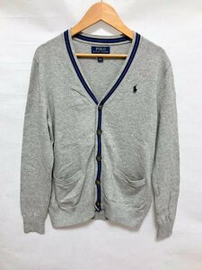 【送料込】【男の子用】POLO RALPH LAUREN ポロラルフローレン カーディガン 150cm M(10-12) 杢グレー×ネイビー 綿100% 長袖 s3406335