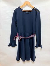 【送料込】POLO RALPH LAUREN ポロラルフローレン ワンピース 150cm ネイビー×ショッキングピンク他 ストレッチ素材 長袖 s3406349_画像1