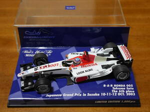 即決 1/43 ミニチャンプス BAR ホンダ 佐藤琢磨 日本GP 6位 2003 鈴鹿サーキットパッケージ LE1000pcs