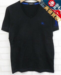 7T8628【クリックポスト対応】バーバリーブラックレーベル 半袖ホース刺繍VネックTシャツ BURBERRY BLACK LABEL
