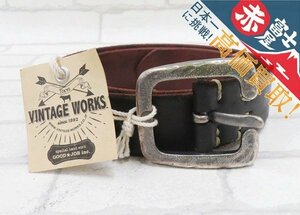 2A7003-2/未使用品 Vintage Works Leather belt DH5536 ヴィンテージワークス レザーベルト 茶芯 サイズ35