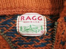 7T8934/RAGG SWEATER ノルディック柄 ジップニットカーディガン USA製 ビンテージ_画像5