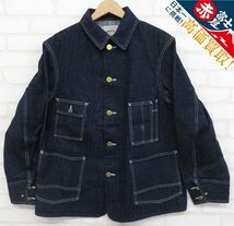 7T8835/未使用品 WAREHOUSE 2165 INDIGO HERRINGBONE COVERALL with CHINSTRAP ウエアハウス デニムカバーオール ジャケット_画像1