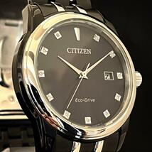 【CITIZEN】展示品特価/シチズン/メンズ腕時計/お洒落/ダイヤモンド/高級/プレゼントに/男性用/激レア/希少/ウオッチ/ブラック.シルバー色_画像5