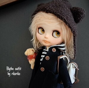 RIKORIKO ＊　Blythe outfit　カジュアルなお洋服とくまみみ帽子☆着まわし1４点セット　＊