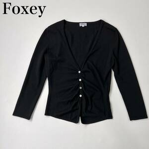 FOXEY BOUTIQUE フォクシーブティック ニットカーディガン　ボレロ　セーター トップス　長袖　アウター　羽織　ロゴボタン レディース