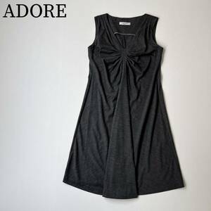 ADORE アドーア　ドレス　ウールワンピース リボン　ノースリーブ　膝丈 レディース