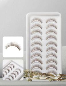  Brown natural false eyelashes 10 pair nature make-up new goods pretty stylish 