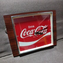 動作品★昭和レトロ コカコーラ CocaCola ビンテージ壁掛け時計 木目調 1970s アンティーク 木目 アメリカ ヴィンテージ_画像1