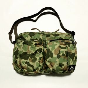GREGORY/Twin Pocket Shoulder Bag/Made in USA/旧ロゴ/IICamo×Brown/Size M/グレゴリー/ツインポケットショルダーバッグ/カモフラ