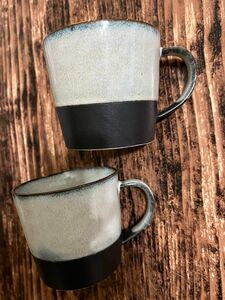 カフェ風 塗り分けマグカップ ブルーベージュ2個 和洋食器 美濃焼 オシャレ 磁器