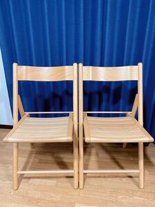 【良品】MUJI無印良品　廃番　2脚セット　折りたたみ椅子　折り畳みチェア