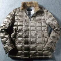 極美品 L バーバリーブラックレーベル ダウンジャケット ブルゾン キルティング ラビットファー ノバチェック BURBERRYBLACKLABEL_画像2