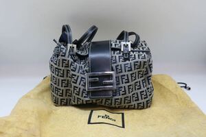 フェンディ/FENDI/ズッキーノ柄/キャンバス×レザー/10163350002/BOX型/ミニハンドバッグ/ネイビー