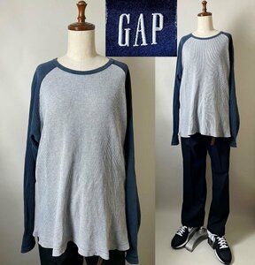 *[ Vintage Old Gap navy blue tag ] Cambodia made 90s GAP cotton 100% long sleeve long sleeve thermal la gran long T T-shirt S