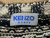 ★【ビンテージ 90s 日本製 サンプル品】KENZO HOMME ケンゾー オム メンズ コットン リネン ざっくり 総柄 切り替え クルーネック ニット_画像6