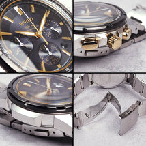 【電池交換済み】SEIKO セイコー WIRED ワイアード NEW STANDARD ソーラー腕時計 クロノグラフ AGAD037 ステンレス BLACK/GOLD レア 動作品_画像9