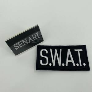 S-607/送料無料/サバゲー/　貼るだけ簡単！　アメリカ　SWAT　特殊部隊　ワッペン　ベルクロ　マジックテープ　/　ブラック　黒