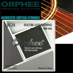 エレキギター用 コーティング弦 お得な6本セット Orphee QE25 スーパーライトゲージ エレアコ 張り替え メンテナンス 新品 送料無料