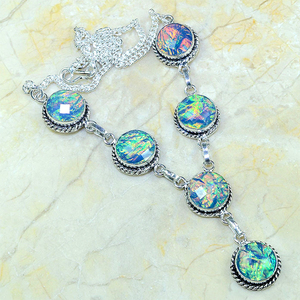 Art hand Auction Dichroic glass handmade silver necklace AC ★, Women's Accessories, necklace, pendant, beads, Glass