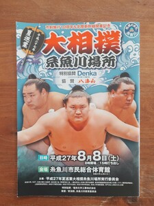 大相撲 糸魚川場所 平成27年 夏巡業 パンフレット used 白鵬 日馬富士 鶴竜 遠藤 稀勢の里 豪栄道 琴奨菊