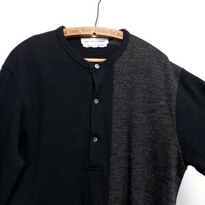 フランス製 comme des garcons SHIRT 切り替え ヘンリーネック ニット メンズ M セーター 縮絨 コムデギャルソンシャツ ジュンヤワタナベ