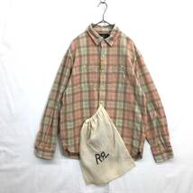 KZ7415★RRL : 23aw Plaid Woven Work Shirt★M★淡いピンク系 定価￥35200- ダブルアールエル チェック柄 プラッドウーブンワークシャツ_画像1