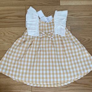 パーフェクトジョイ　95 ギンガムチェック　袖フリルブラウス　新品　 女の子 子供服　ノースリーブ　タンクトップ　韓国子供服　韓国